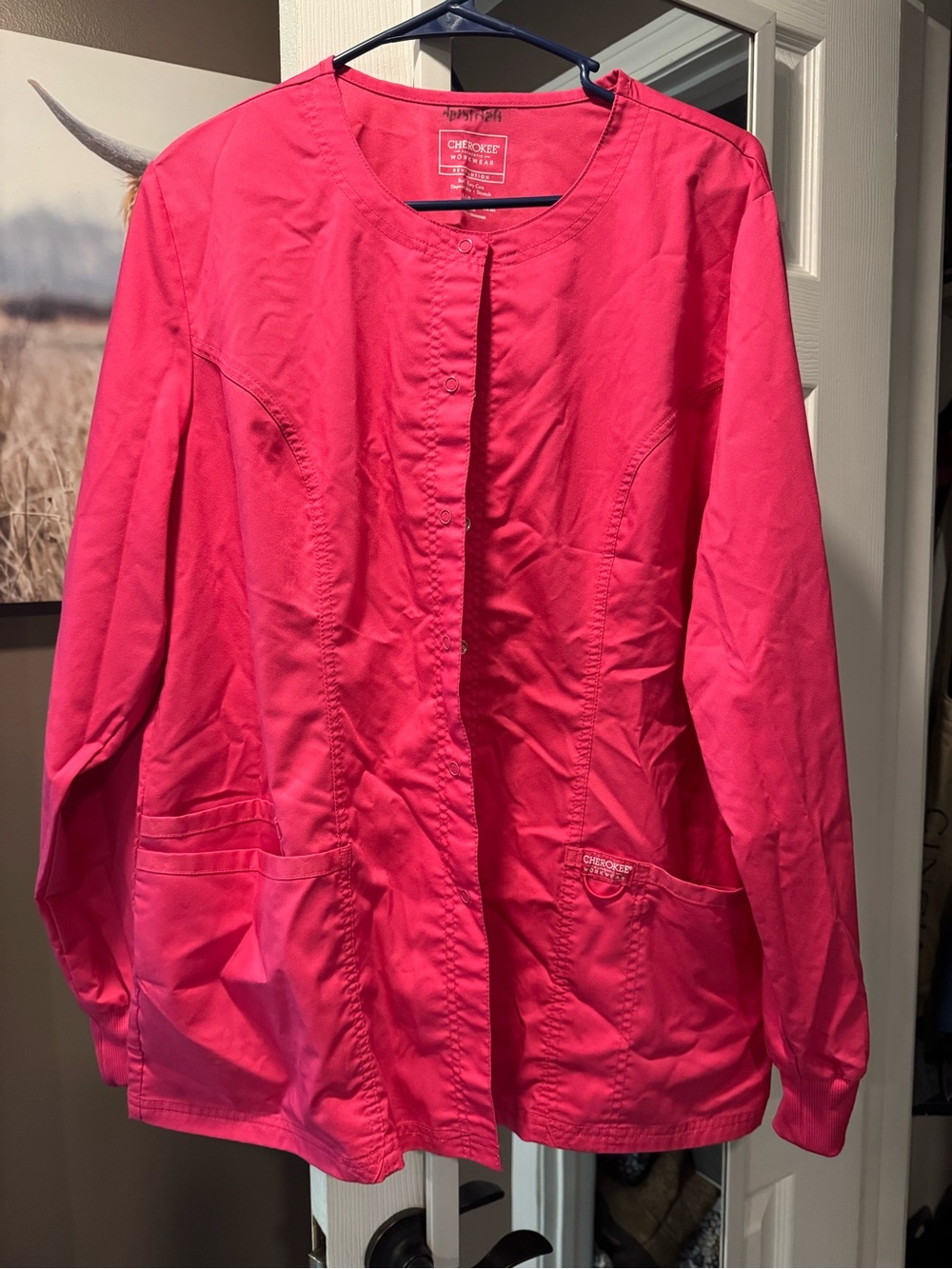 Cherokee Women’s Hot Pink Button up scrub top